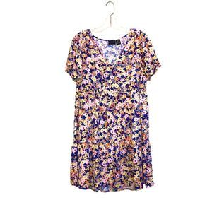 Rachel Zoe Floral Dress Flutter Sleeve V-Neck Tiered Baby Doll Altered Large